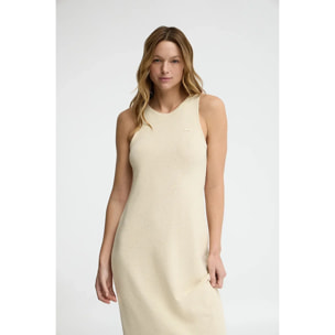 Vestido color crema de punto rustico con logo Polo Club
