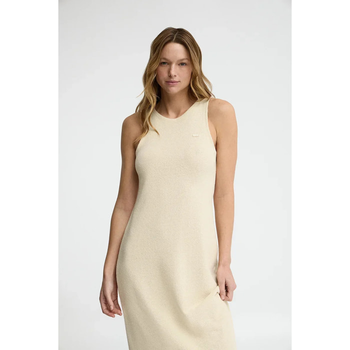 Vestido color crema de punto rustico con logo Polo Club