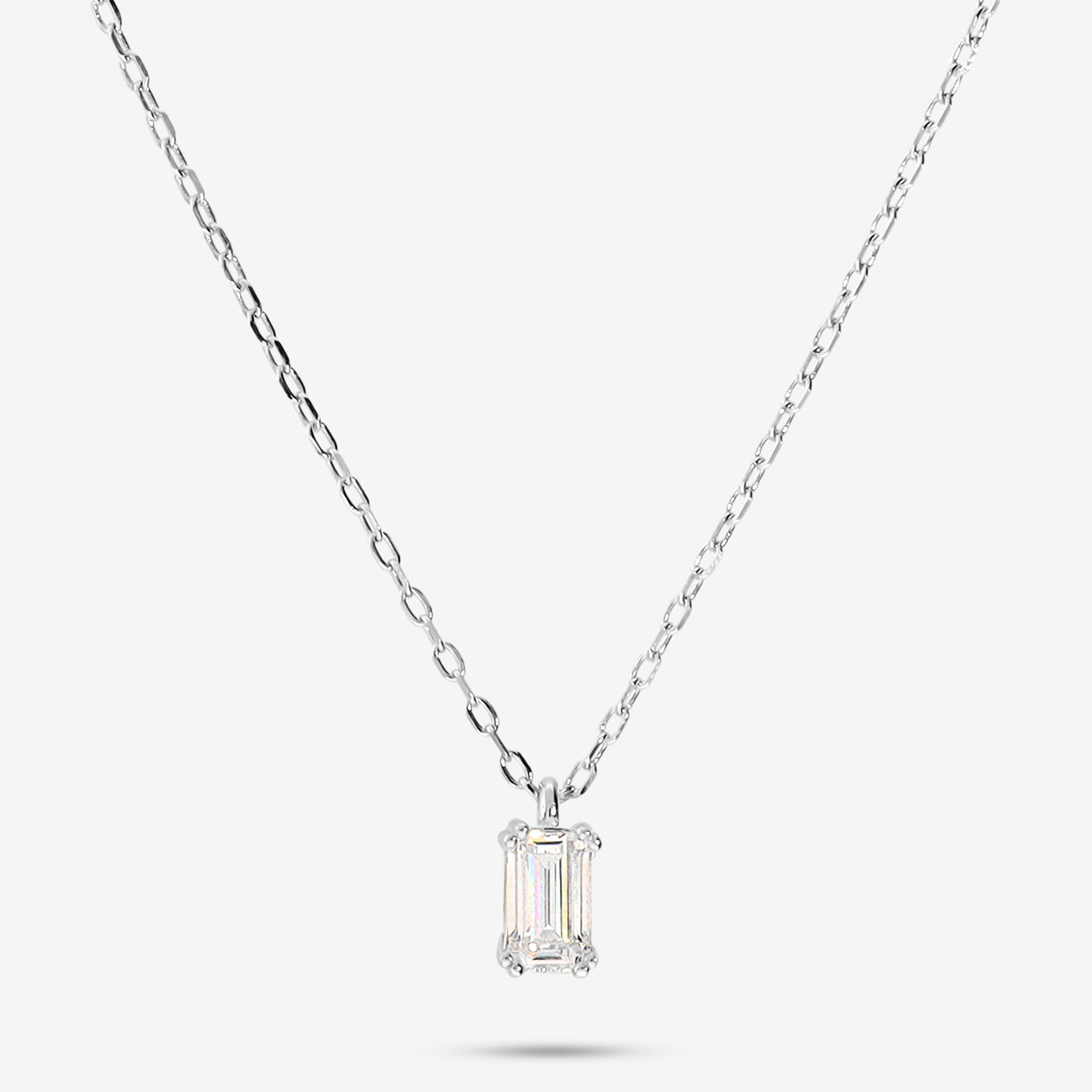 Collana Maglia Forzatina in Argento 925 con Cubic Zirconia a Baguette