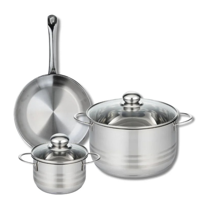 Ensemble de 1 Poêle de cuisson 24 cm et 2 faitouts 14 et 24 cm Elo Profi Brillant