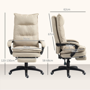 Vinsetto Silla de Oficina Ejecutiva con Masaje, Silla de Escritorio Ergonómica con Altura Ajustable, Respaldo Reclinable, Reposapiés, Mando con Cable, Giratoria 360°, Beige