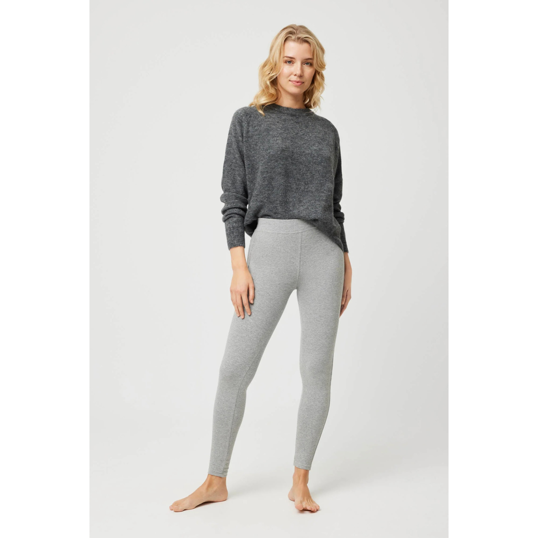 Leggings lunghi in cotone grigio basico