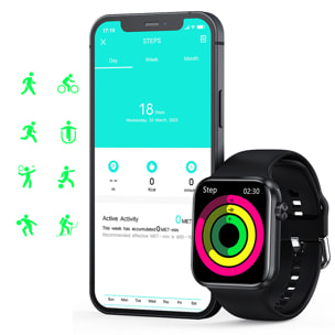 Smartwatch A02 con corona multifunción inteligente, O2 en sangre y modo multideportivo.