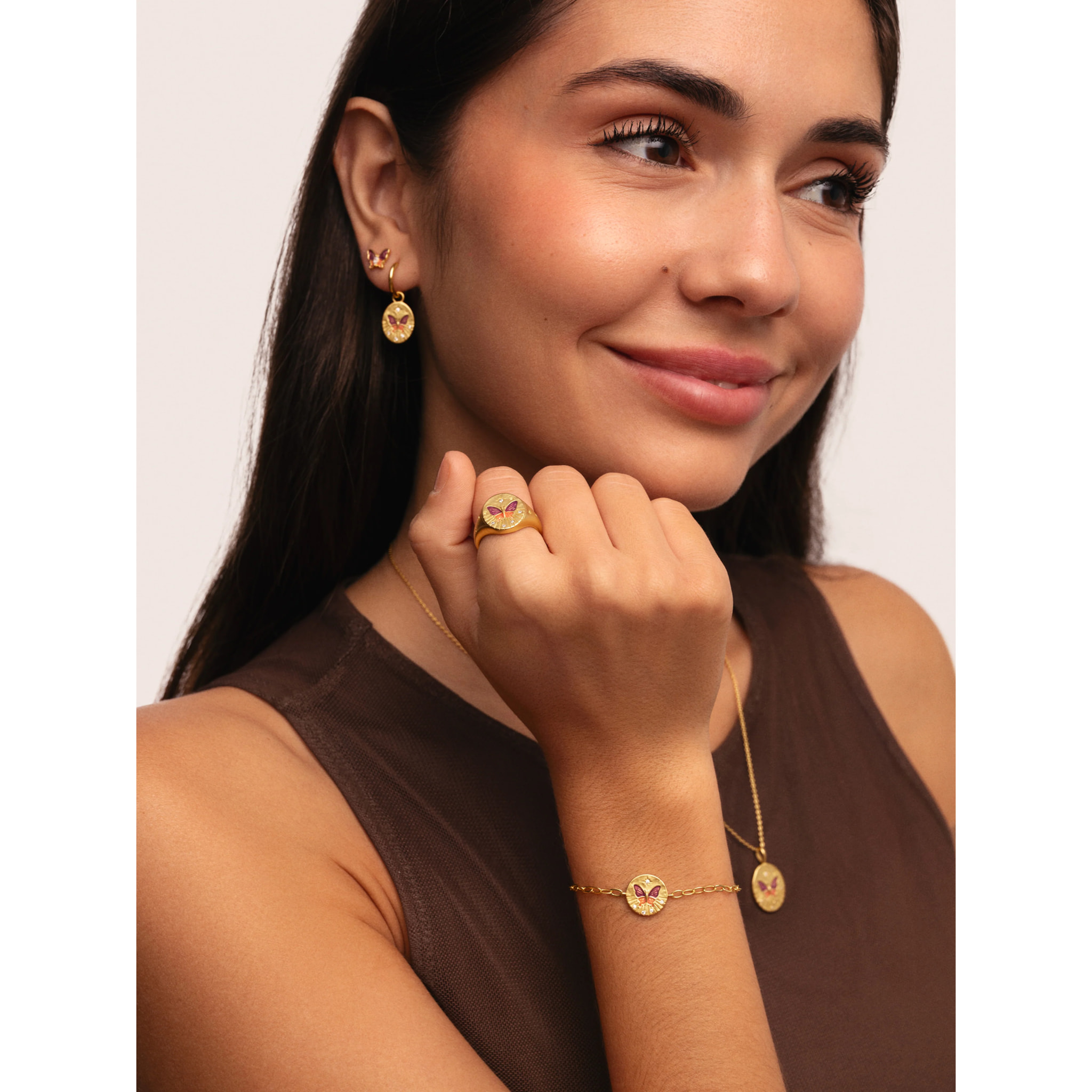 Orecchino Butterfly Rose Placcato Oro