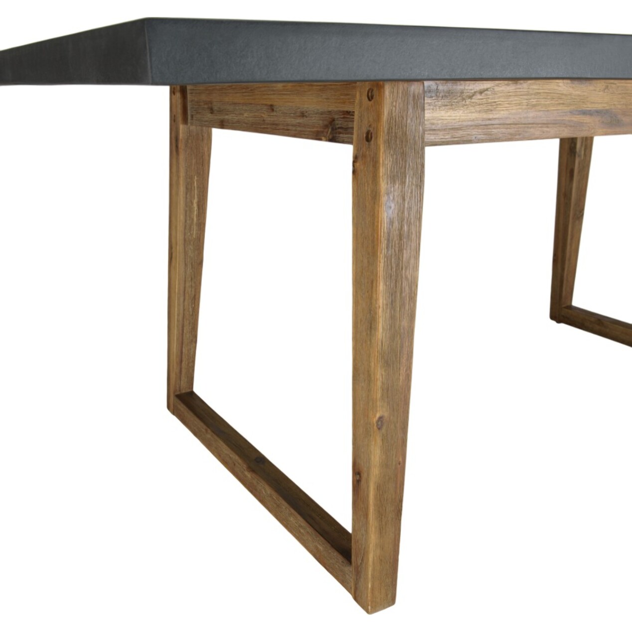 HECTOR - SALON DE JARDIN HOUSTON - RÉSINE EFFET BETON ET ACACIA 4/6 pers. - 1 table rectangulaire 180*90cm et 2 bancs