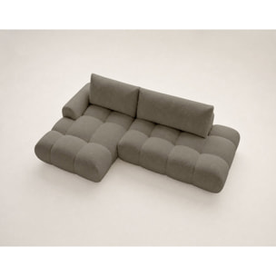 Yulin - Canapé d'angle ouvert gauche 4 places convertible avec coffre en tissu bouclette - Taupe