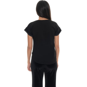 Camiseta de manga corta para mujer Leone 1947 Gold Studs, tejido elástico