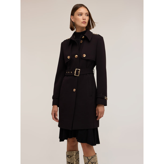 Motivi - Trench con cinturón mezcla viscosa - Negro
