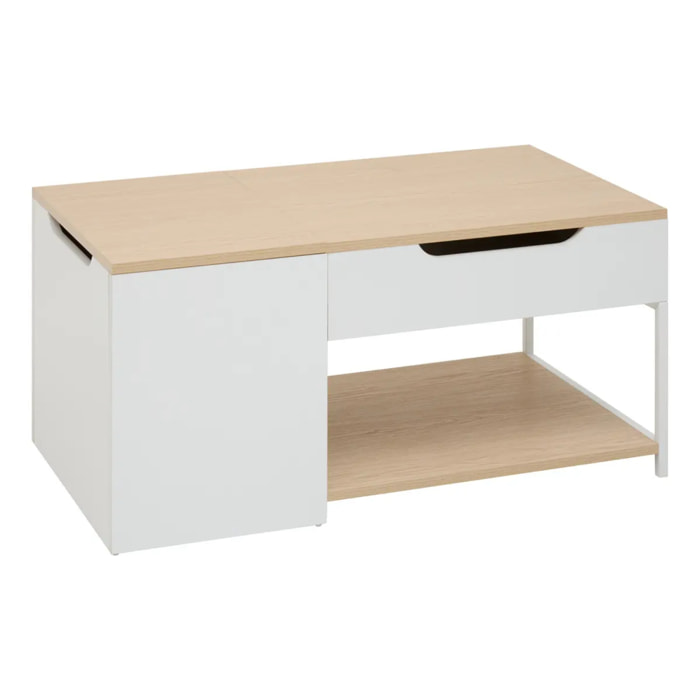 Table basse relevable Luma rectangulaire 50x90cm blanc