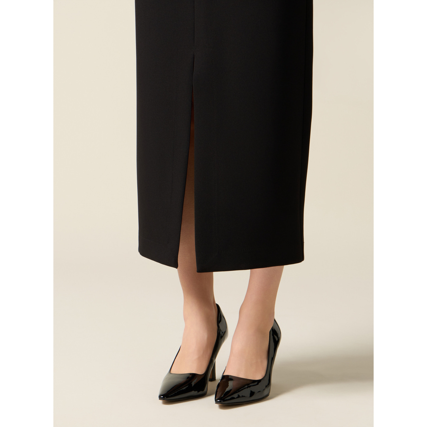 Oltre - Vestido tubo bimaterial - Negro