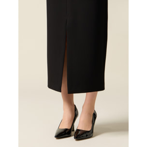 Oltre - Vestido tubo bimaterial - Negro