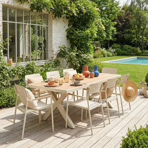 Table de jardin aluminium + 8 assises ELINA + FIRA