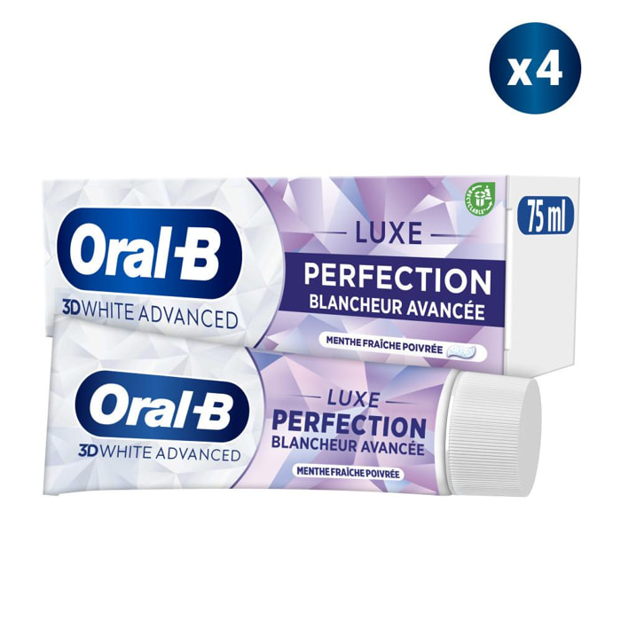 4 Dentifrices Oral-B 3D White Advanced Luxe Perfection 75ml