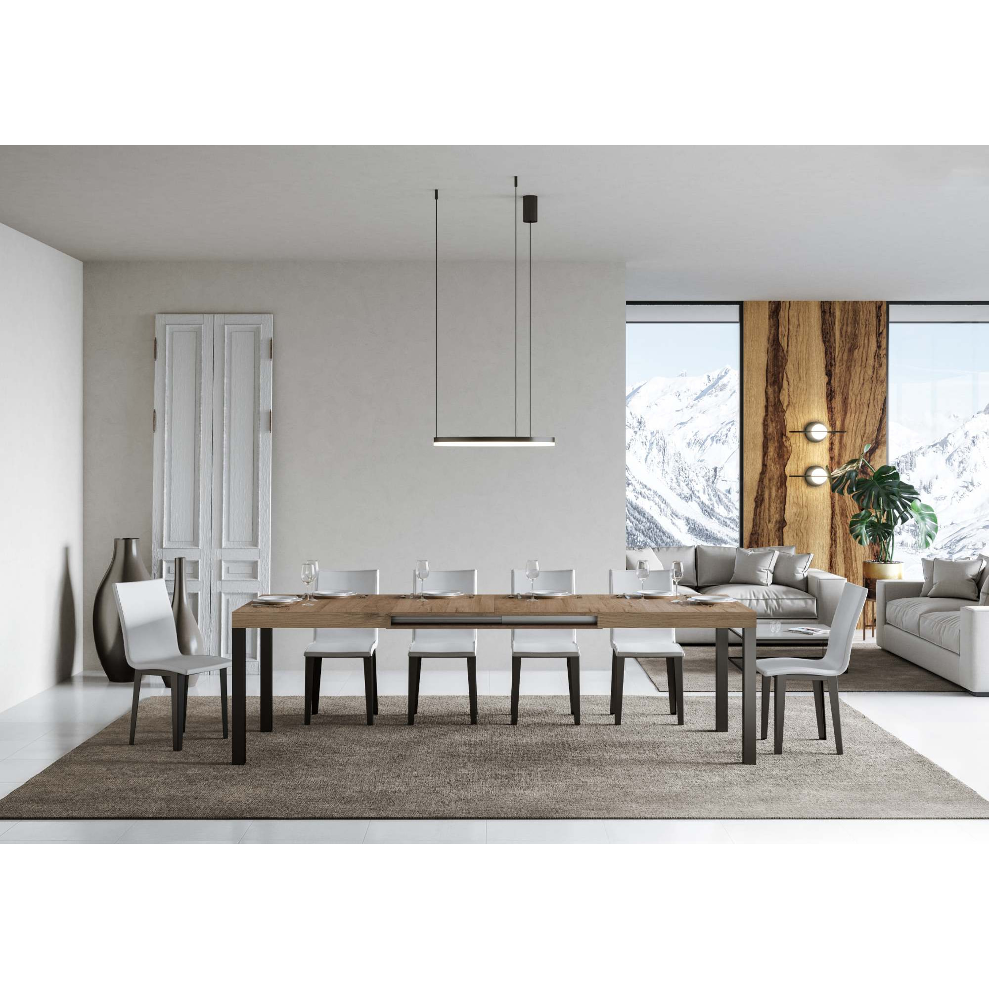 Mesa extensible 90x140/244 cm Everyday Roble Natural estructura Antracita