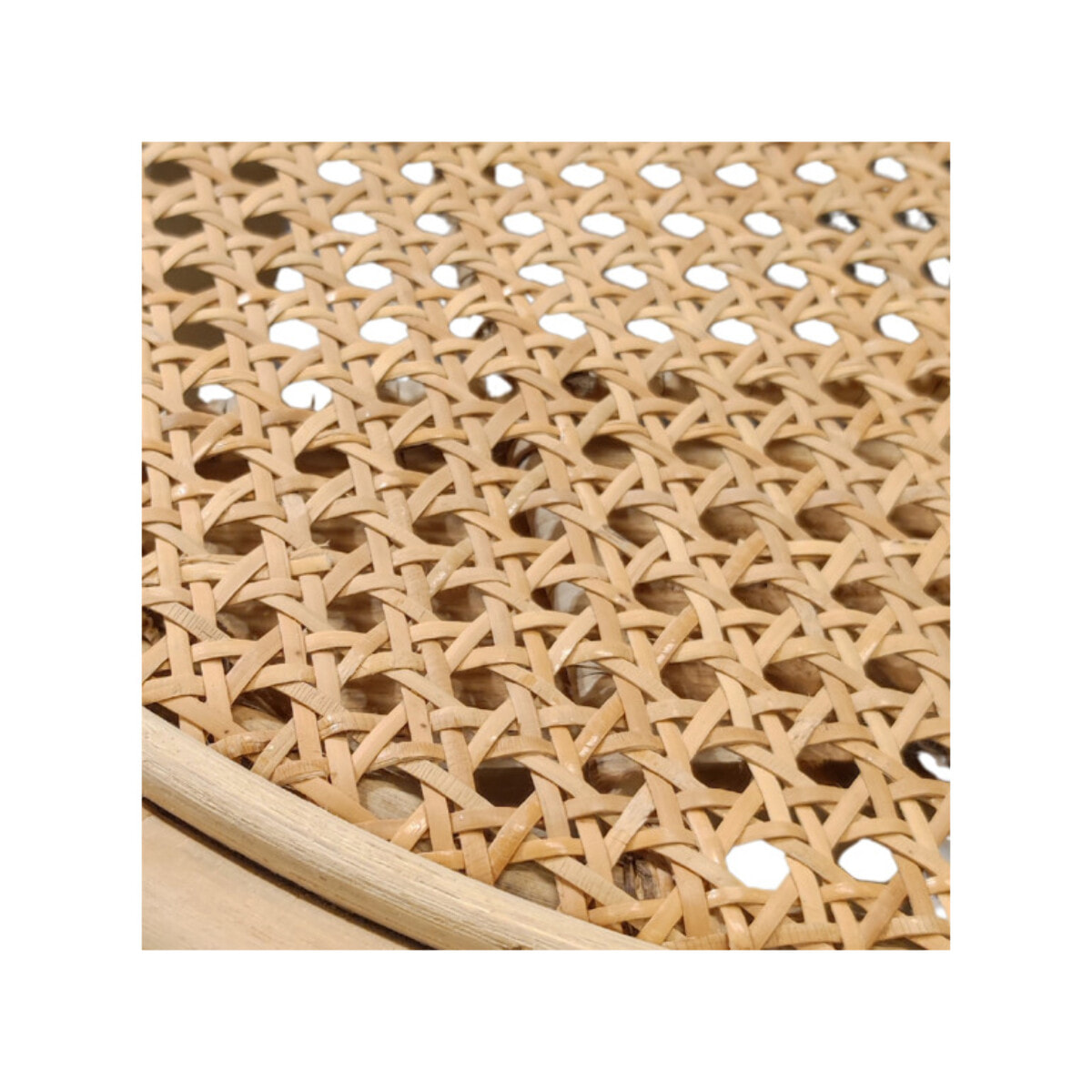 Table d'appoint ronde D. 40 cm bois de teck massif et rotin - LINA