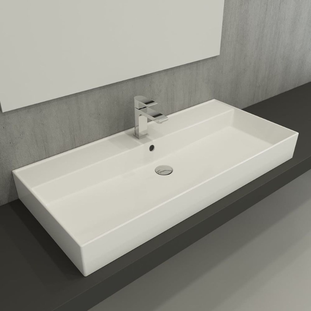 Vasque à poser 100,4 x 46,5 cm - blanc brillant - sans trop-plein - Infinitio SAT