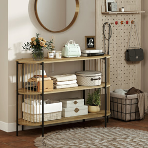 Mesa de Consola con Cuerda de Papel Trenzada a Mano Consola Recibidor de 3 Niveles con Marco de Acero Estilo Bohemio para Entrada Sala de Estar 124x43,5x80 cm Natural