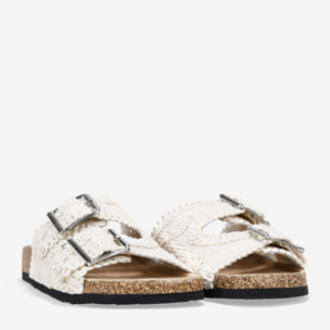 Sandalias planas macramé beige
