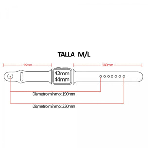 Correa de silicona Compatible con Apple Watch de: 42/44/45/49mm Talla M/L