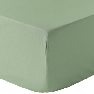 Drap housse percale de coton -bonnet 30cm-uni sauge
