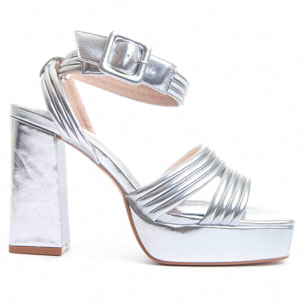 Sandalias de Tacón - Plateado - Altura: 13 cm