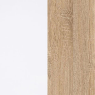 Mesa de escritorio extensible Zira Blanco Artik (Blanco Mate) - Roble Canadian