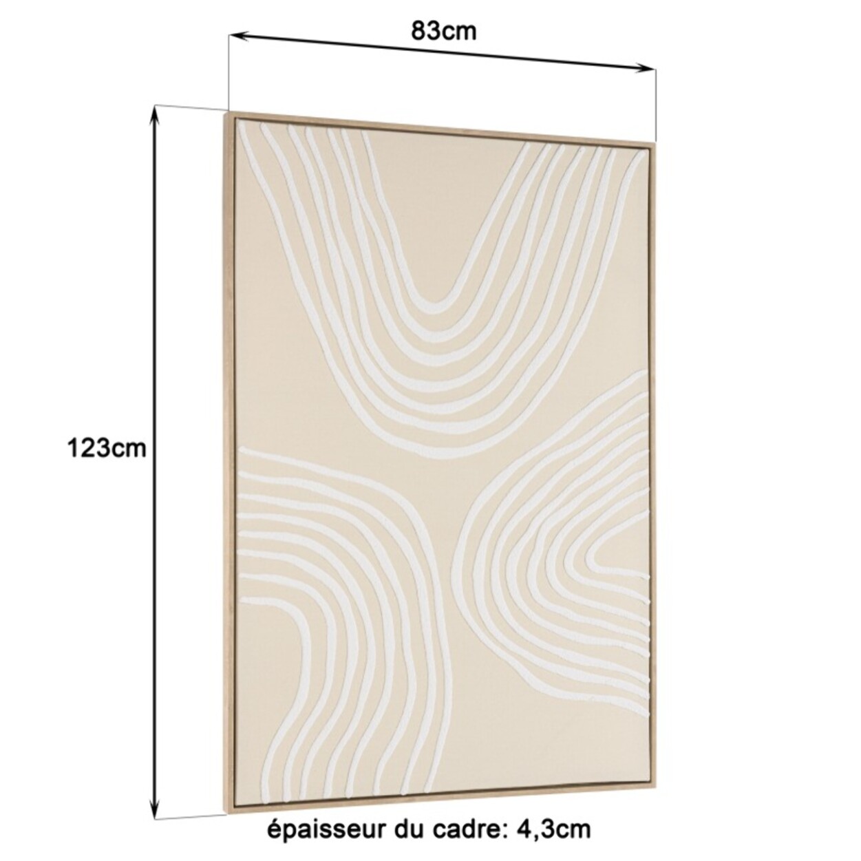 HOMER - Décoration murale A - 83x123cm lignes abstraites, cadre naturel