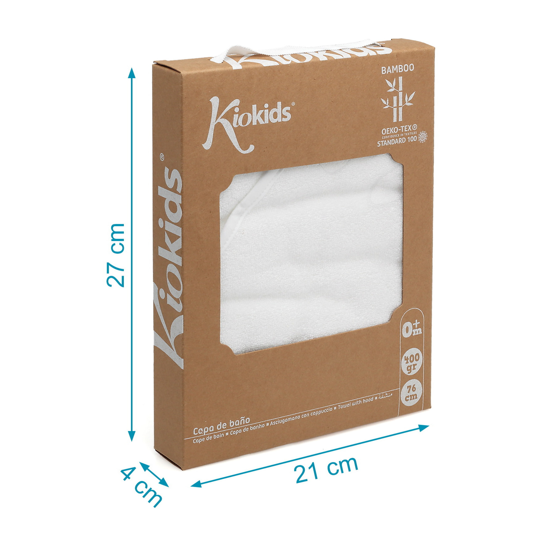 TOALLA BAÑO BAMBÚ PARA BEBÉS BLANCA