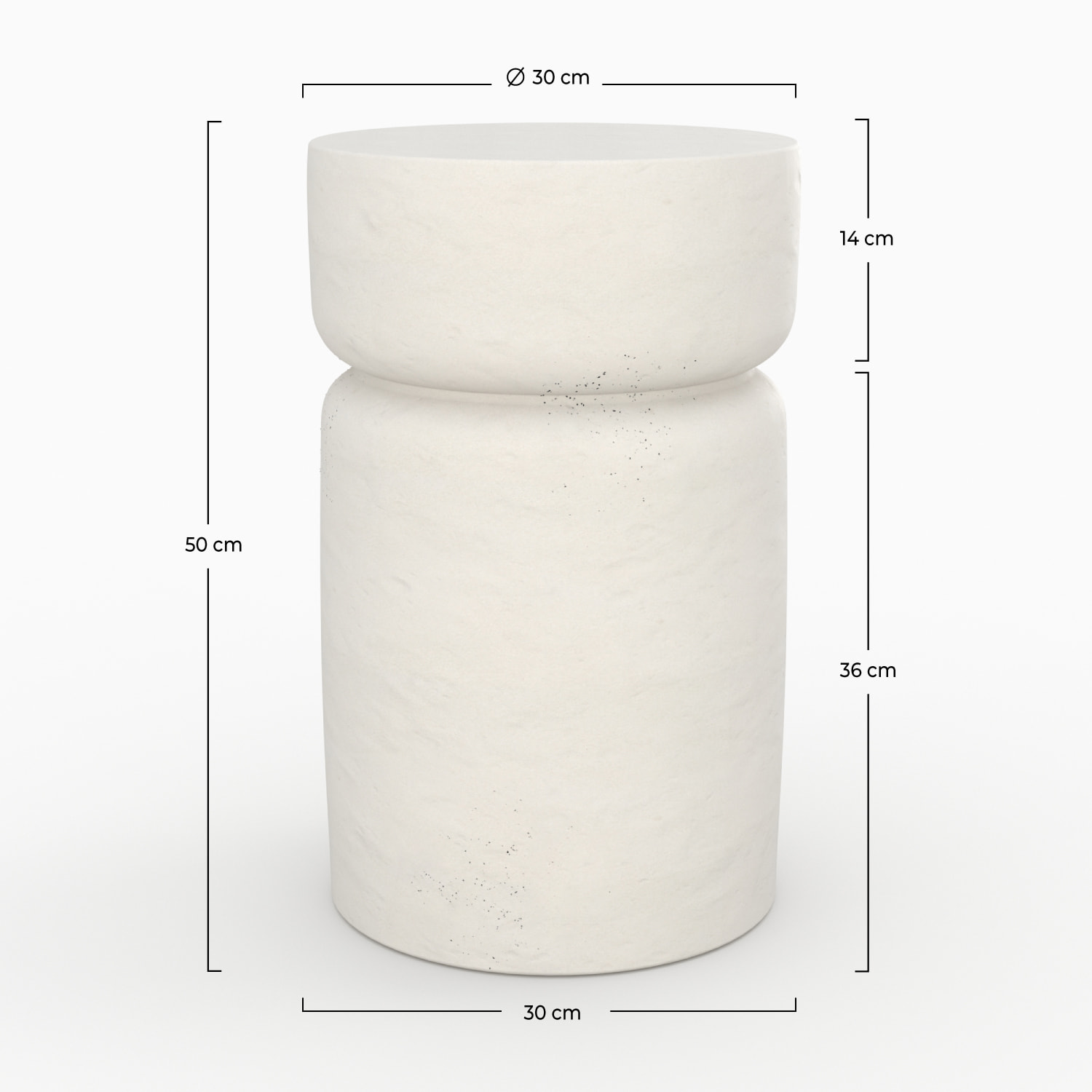 Table d'appoint ronde en béton blanc D30 cm - Tahiti