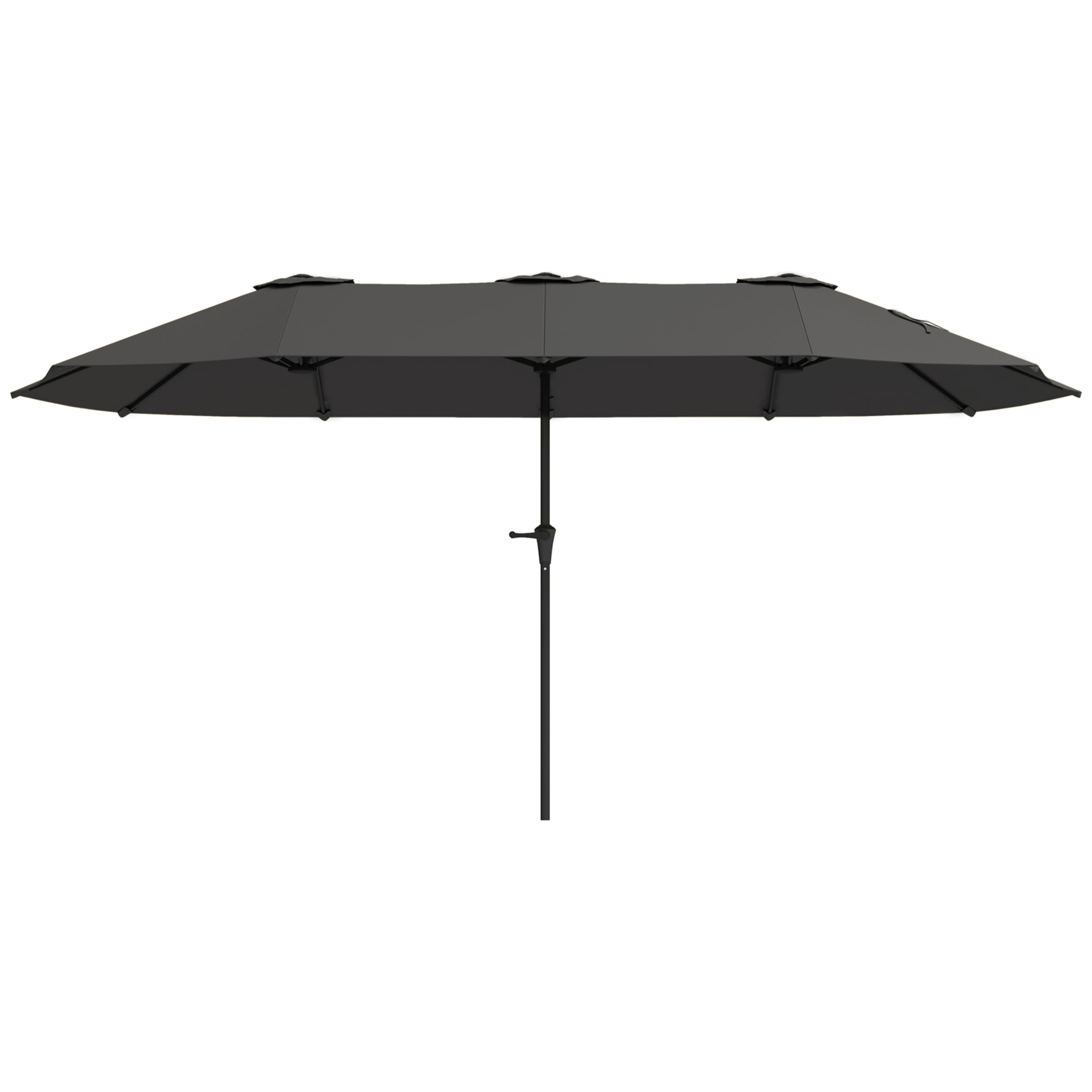 Sombrilla Doble 4x2,2 m Sombrilla Terraza Exterior con Manivela Manual Impermeable y Protección UV30+ Parasol Grande para Terraza Playa Piscina Gris Oscuro