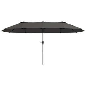 Sombrilla Doble 4x2,2 m Sombrilla Terraza Exterior con Manivela Manual Impermeable y Protección UV30+ Parasol Grande para Terraza Playa Piscina Gris Oscuro