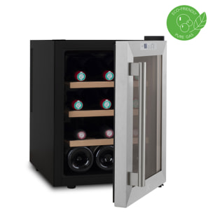 Les Petit Champs Vinoteca 12 botellas CAVS12, Capacidad 31L, Puertas de acero inoxidable, Ajuste de temperatura de 11°C a 18°C, Sistema termoeléctrico, Iluminación LED, Anti-UV, 3 estantes