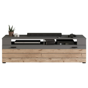 Wexford - meuble tv - gris et effet bois - 1 porte - 140 cm - Bois / Gris