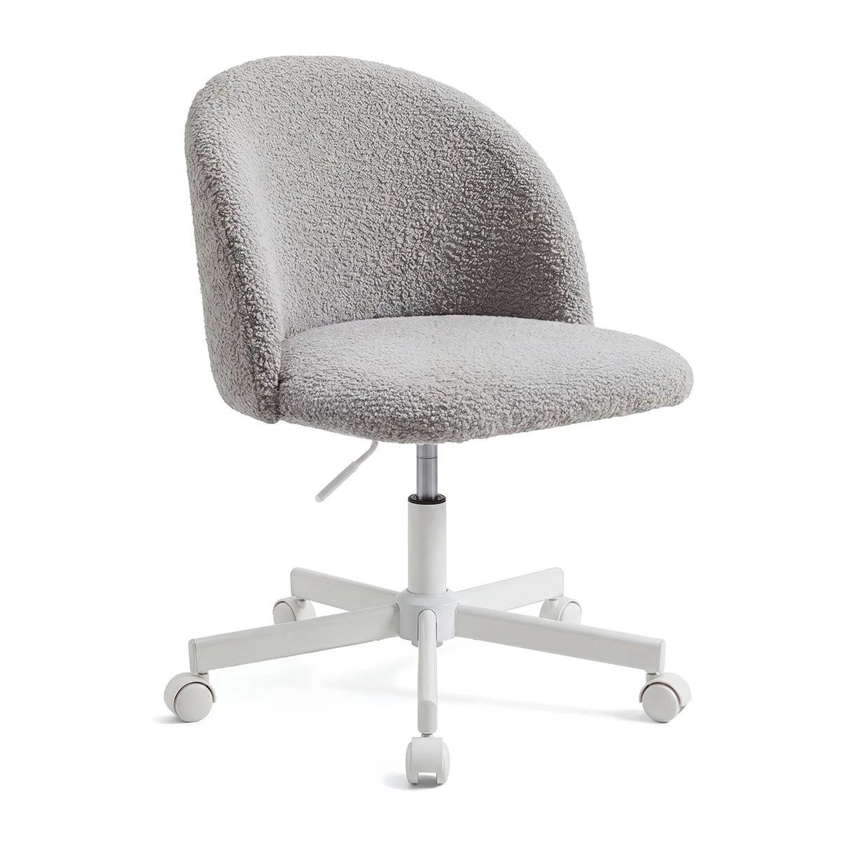 Silla de escritorio tapizada en borreguito gris claro 76-89,5 cm Candy Gris claro
