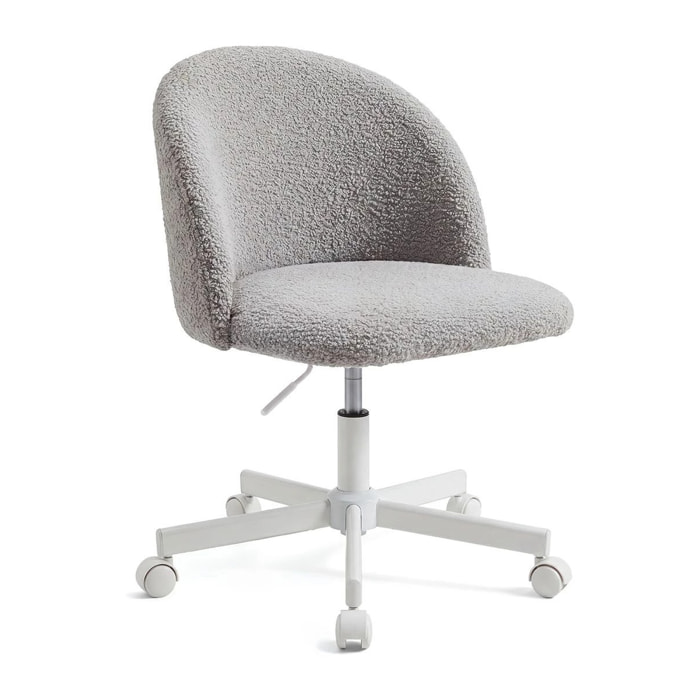 Silla de escritorio tapizada en borreguito gris claro 76-89,5 cm Candy Gris claro