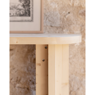 Consola de madera maciza tono natural de 120x80cm Alto: 80 Largo: 120 Ancho: 35