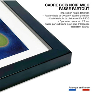 Poster Bleu de Ciel - Wassily Kandinsky Affiche + cadre en bois - Noir
