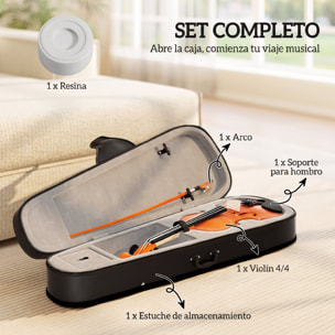 Violín 4/4 de Tamaño Completo de Madera, Set de Violín para Principiantes, Adultos y Niños, con Estuche Ligero, Arco, Colofonia, Afinadores, Cuerdas y Soporte para Hombro, Marrón