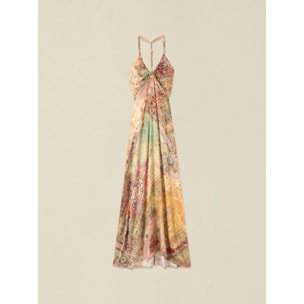 Oltre - Vestito lungo in raso con schiena scoperta - Beige