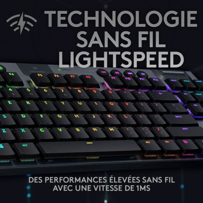 Clavier gamer sans fil LOGITECH G915 TKL LIGHTSPEED RVB