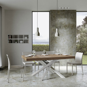Mesa extensible 90x200/460 cm Volantis Roble Natural estructura blanco