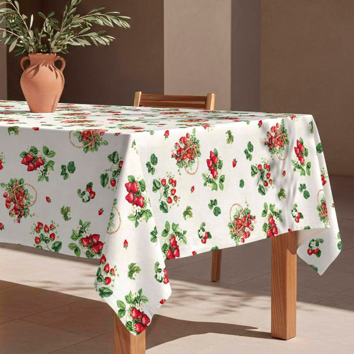 Mantel antimanchas Fresas - 100% algodón -