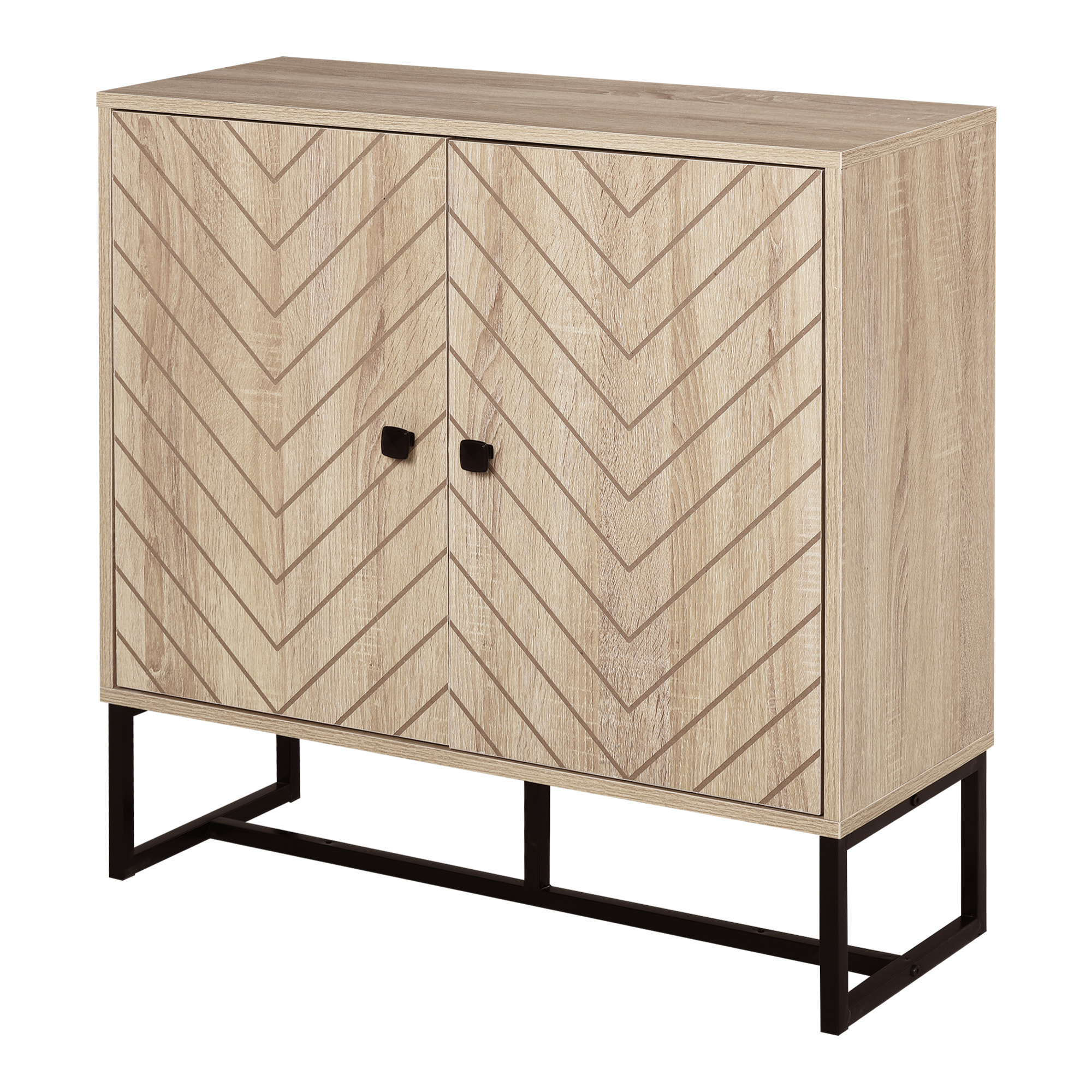 HOMCOM Buffet meuble de rangement 2 portes bois et pieds en métal noir dim. 80L x 29,5l x 80H cm