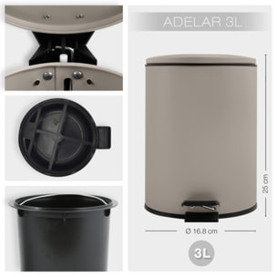 Spirella Poubelle à  pédale Acier ADELAR 3L Taupe Mat
