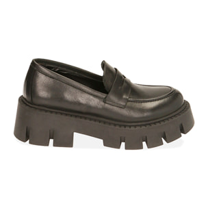 Mocassini chunky in pelle, suola 5,5 cm