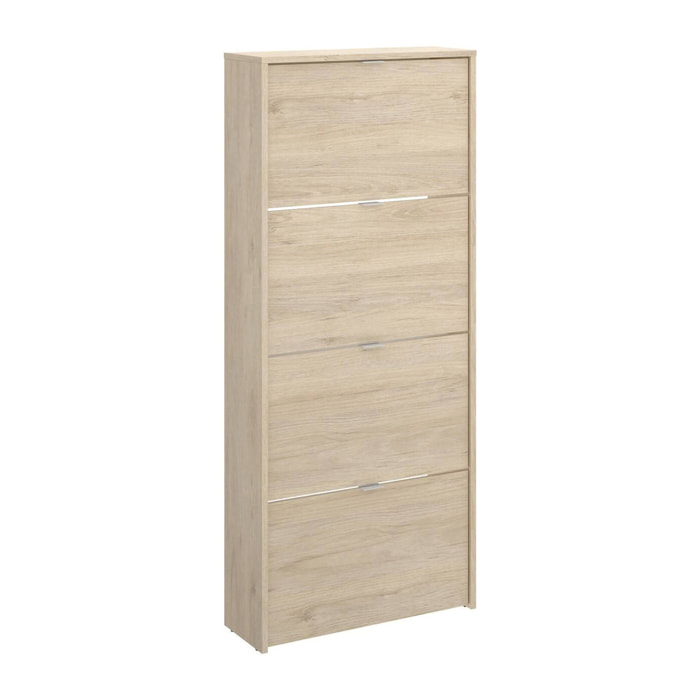 Scarpiera Arsa, Portascarpe salvaspazio da ingresso, Mobiletto porta scarpe a 4 ante a ribalta, 61x25h149 cm, Rovere