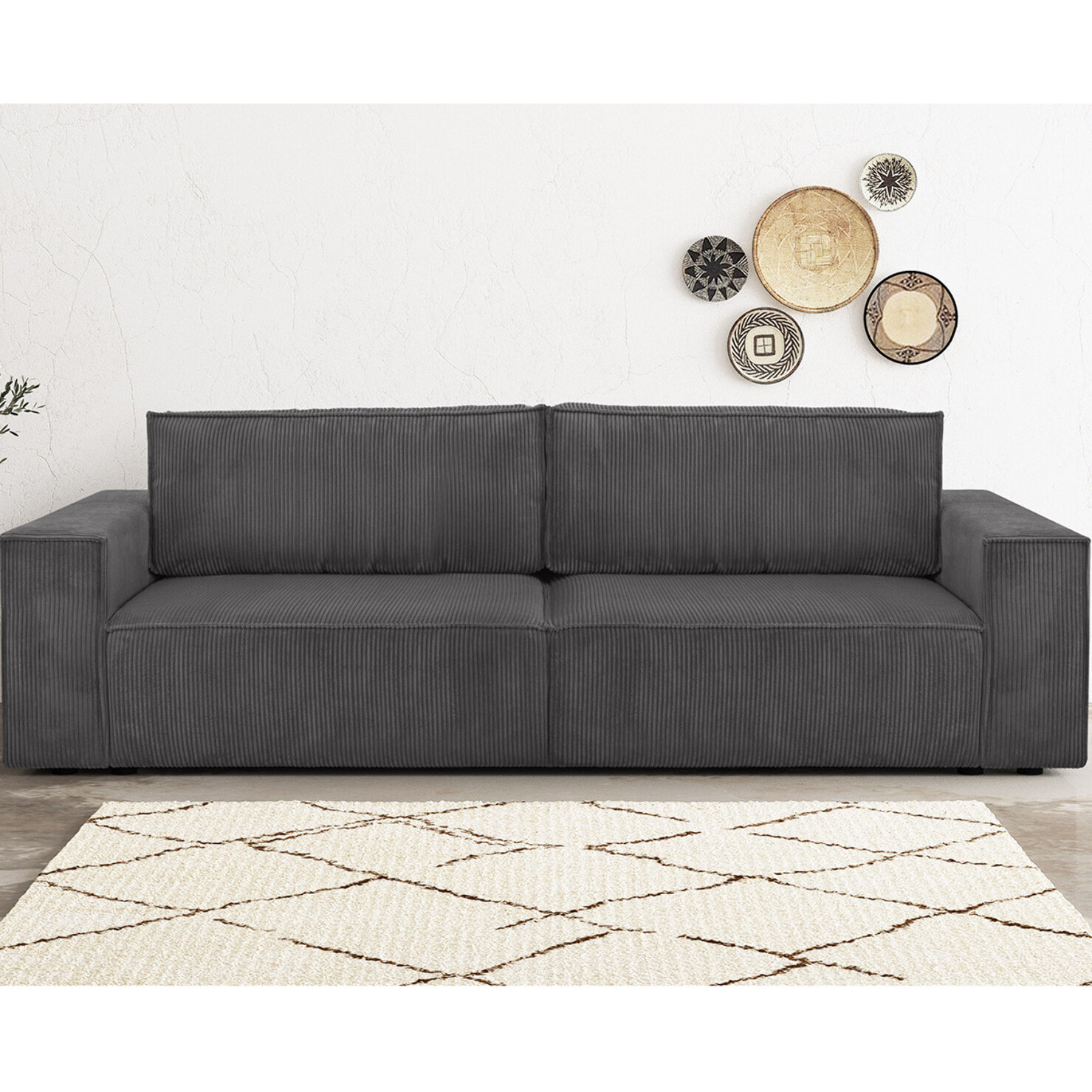 Canapé convertible 3 places en velours côtelé - HARPER