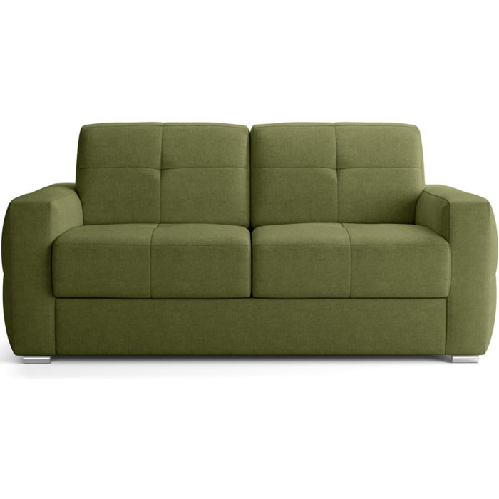 Canapé capitonné convertible 3 places en tissu chenille - ouverture express - CASSIAN