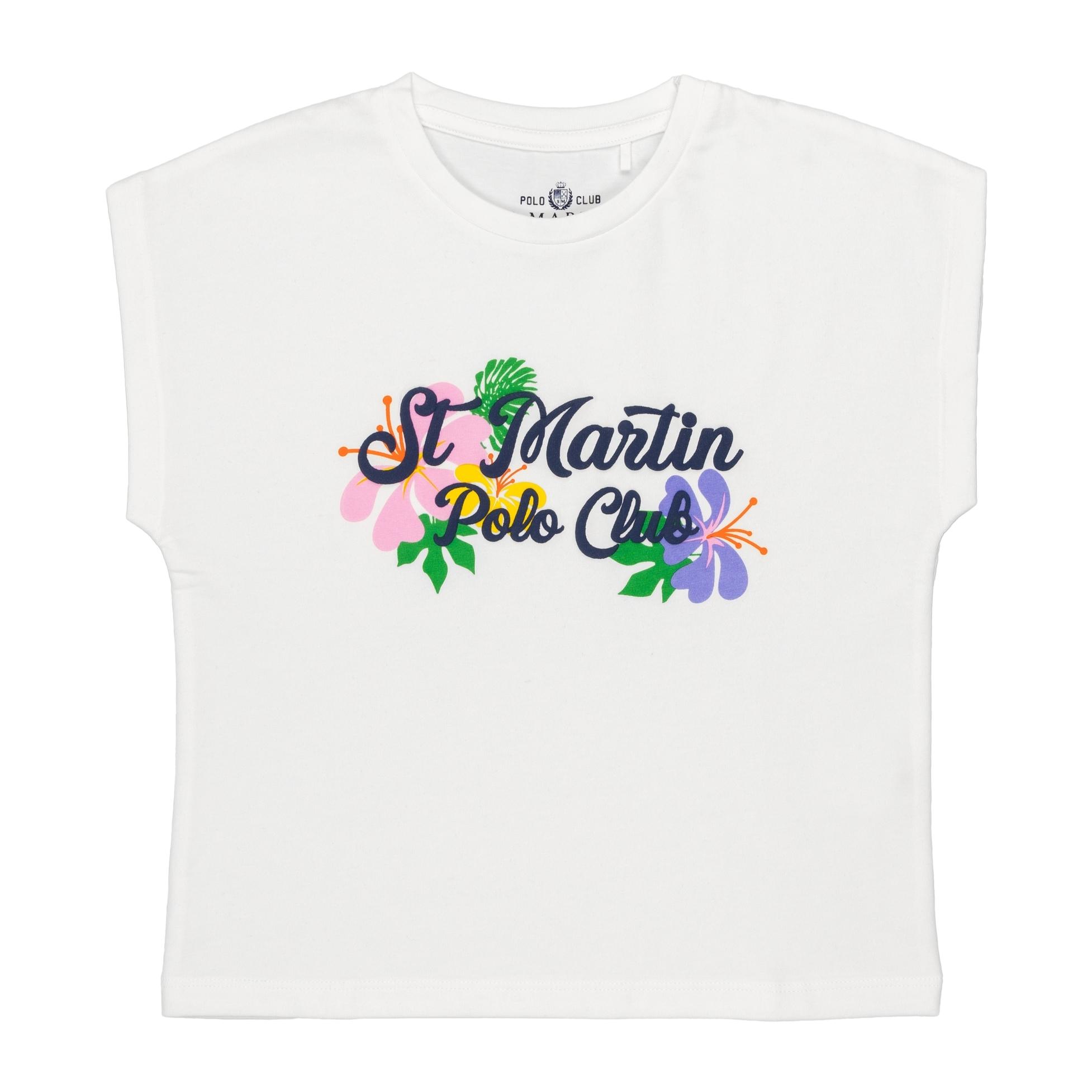 T-shirt jersey con logo hibiscus Polo Club St Martin Bianco