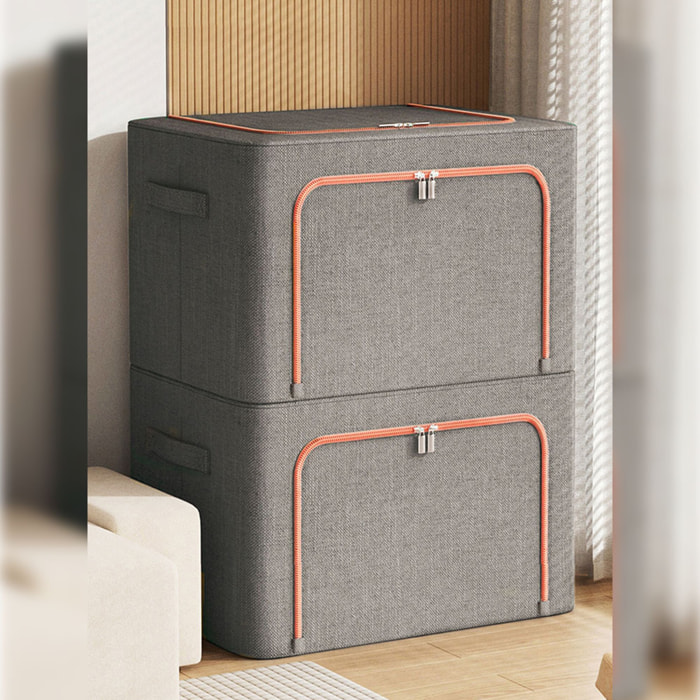 Caja de almacenamiento de tela plegable 55l gris